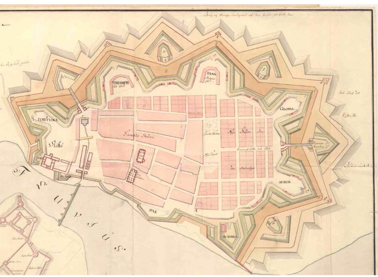 Окончательный вариант проэкта нарвских укреплений на плане 1685 года